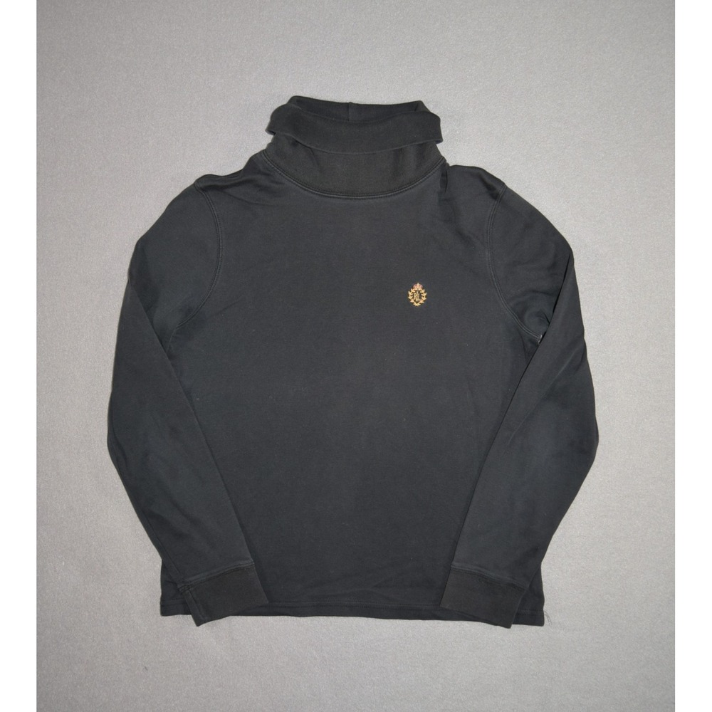 Lauren Ralph Lauren Sweater Womens Medium Black Turtleneck Crest Logo Slim Fit